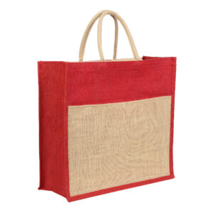 Large Jute Bag with Canvas Pocket DRJ099448