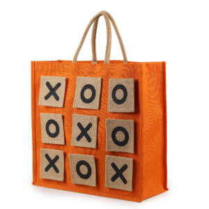 Tic Tac Toe Jute Tote Bag | Reusable Eco-Friendly Promotional Game Bag DRJ0994462